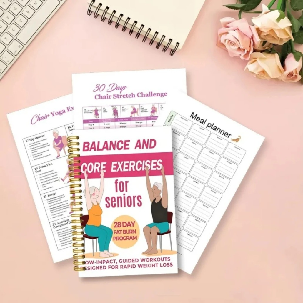 Fitness Journal Planner - Carnet d'exercices de yoga pour seniors,